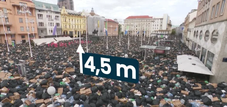 Ovako bi izgledao Trg bana Josipa Jelačića da se ondje doveze 37 tisuća tona otpada iz Gospića