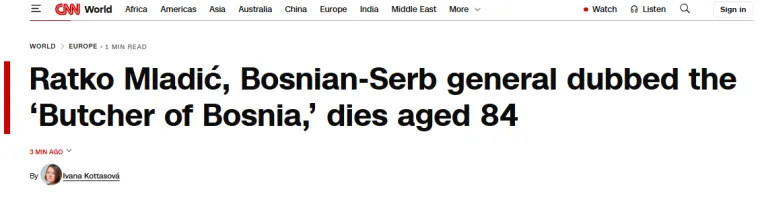 Mrtav je 'mesar Bosne'! Svjetski mediji: 'Bio je zastra&scaron;ujućeg pogleda i visokog mi&scaron;ljenja o sebi'