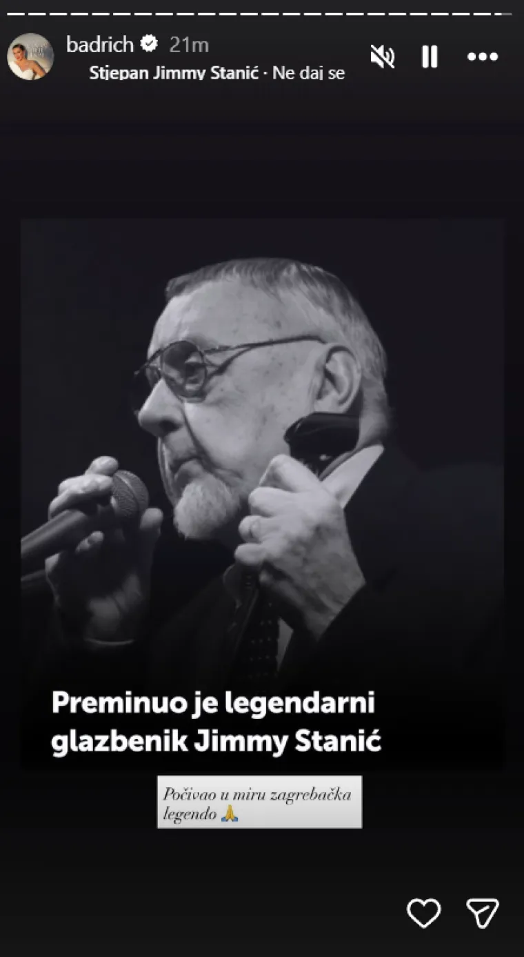 Poznati se emotivnim porukama opra&scaron;taju od Jimmyja Stanića: 'Počivao u miru zagrebačka legendo'
